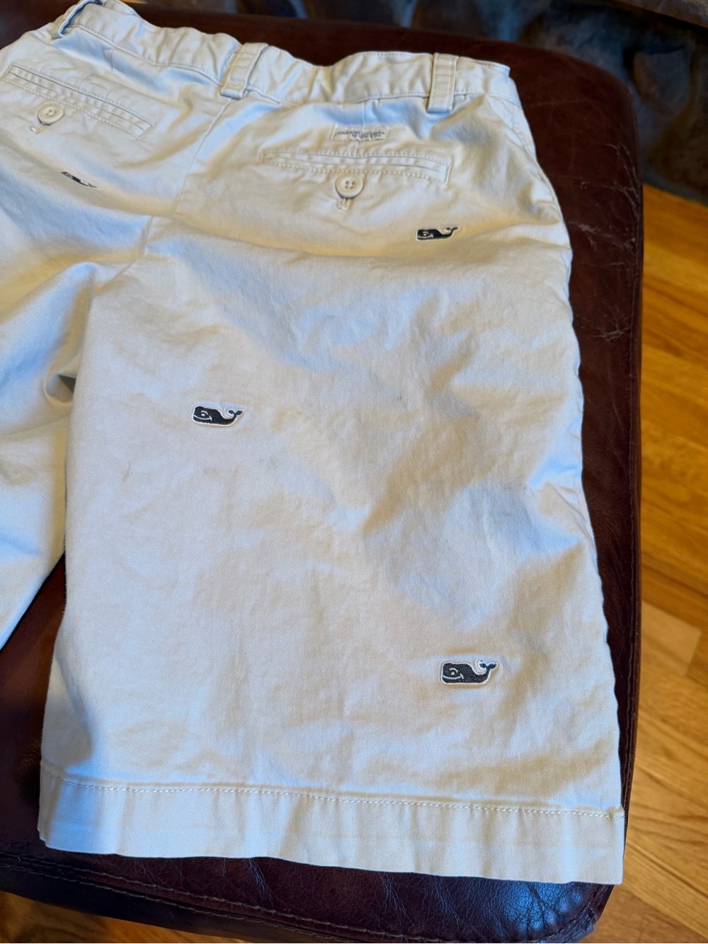 Vineyard Vines Khaki Shorts with Navy Whale Embroidery - Picture 9 of 10